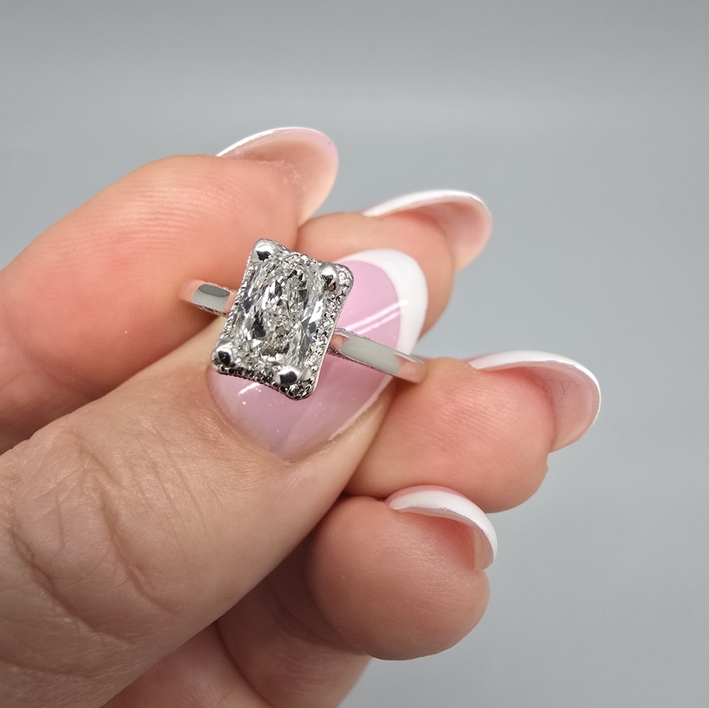 $4790 Simply TACORI 18K White Gold 1 Ct Center Lab Grown IGI Cert Diamond Ring 7 - Picture 3 of 14